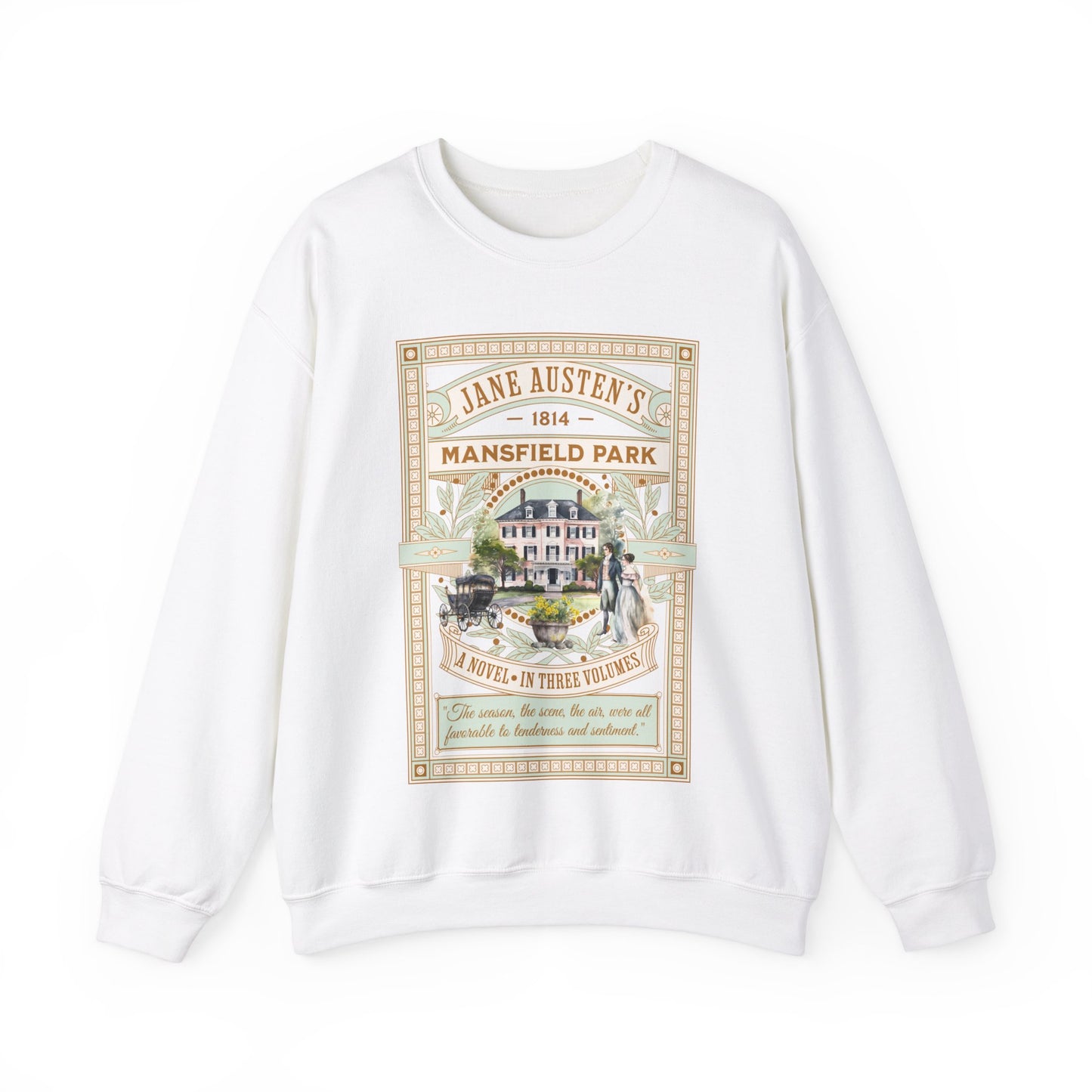 Jane Austen Sweatshirt, Mansfield Park Historical Romance Sweater, Bookish Literary Jane Austen Fan Art Gift, Gift for Her, Readers, Sweatshirt Printify S White 