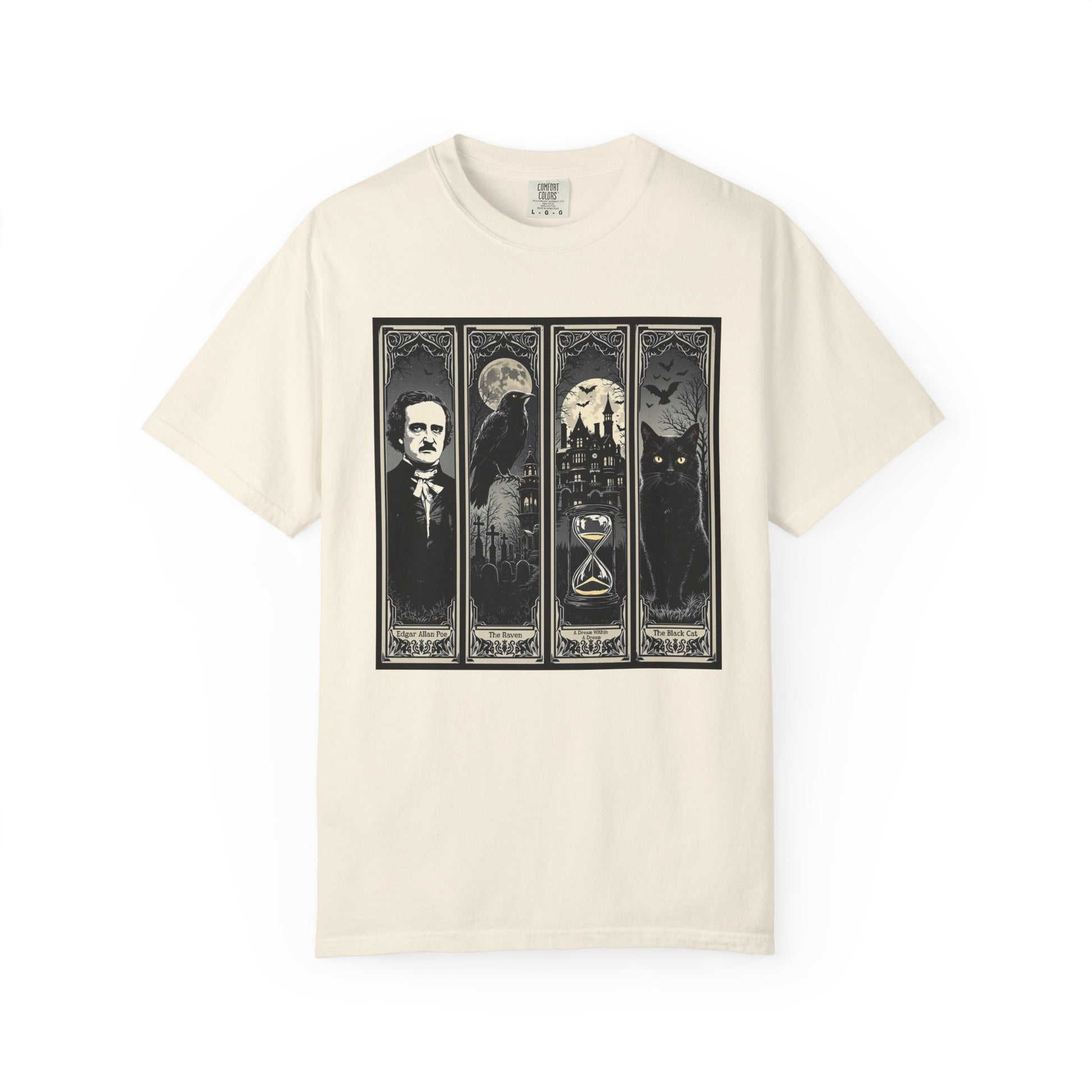 Edgar Allan Poe T-Shirt Gothic Graphic Tee The Raven Nevermore Quote Horror Literature Shirt Dark Academia Aesthetic Halloween Party Gift T-Shirt Printify Ivory S