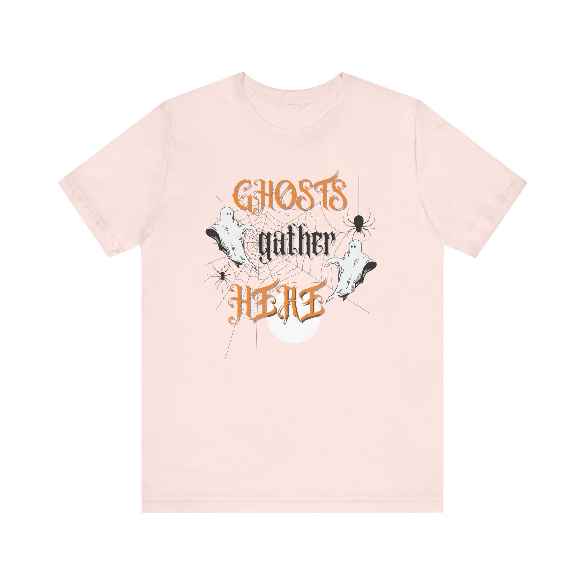 Halloween Ghosts and Spiders & TShirt, Spooky Season Tee,  Trick or Treating Shirt, Halloween Party T-Shirt, Creepy Autumn Style T Shirt T-Shirt Printify Soft Pink XS 