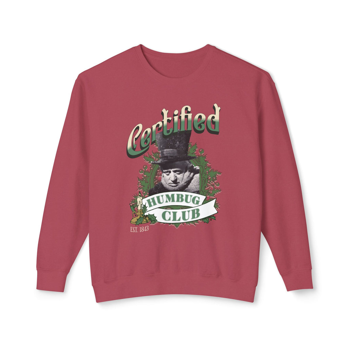 A Christmas Carol Sweatshirt Certified Humbug Club Crewneck, Funny Holiday Sweater, Unisex Gift, Casual Wear, Cozy Outfit, Christmas Jumper Sweatshirt Printify Crimson S