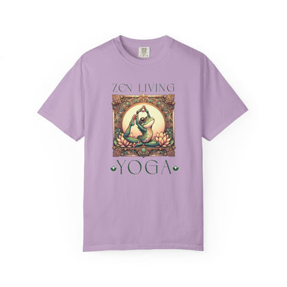 Green Yoga Frog Zen Living Unisex T-Shirt, Casual Wear, Highlander Fan Gift, T-Shirt Printify Orchid S
