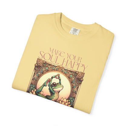 Yoga Frog Make Your Soul Happy Unisex T-Shirt, Casual Wear, Highlander Fan Gift, T-Shirt Printify