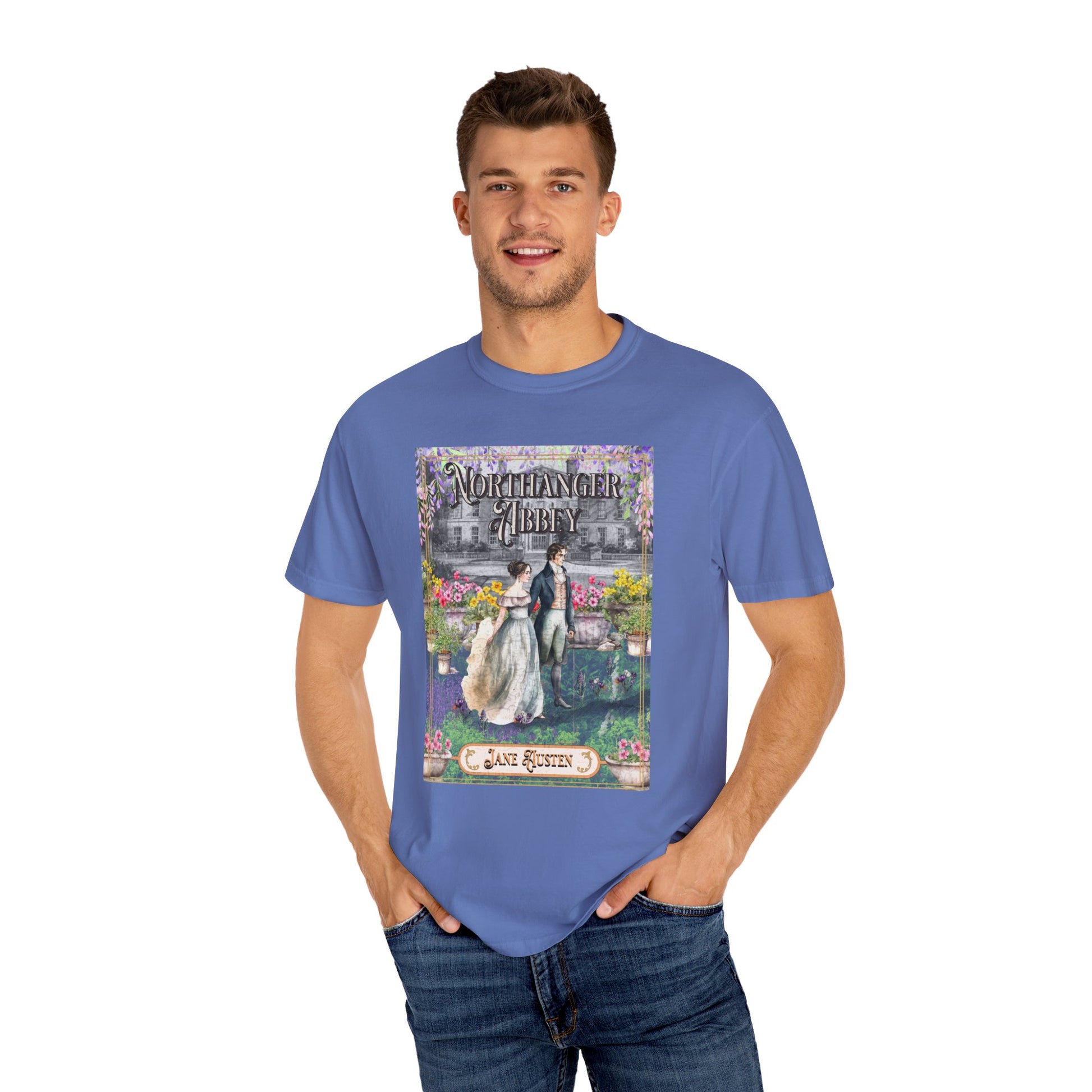Jane Austen Comfort Colors TShirt, Northanger Abbey Historical Romance, Bookish Literary Jane Austen Fan Art Gift, Gift for Her Bookclub Tee T-Shirt Printify   