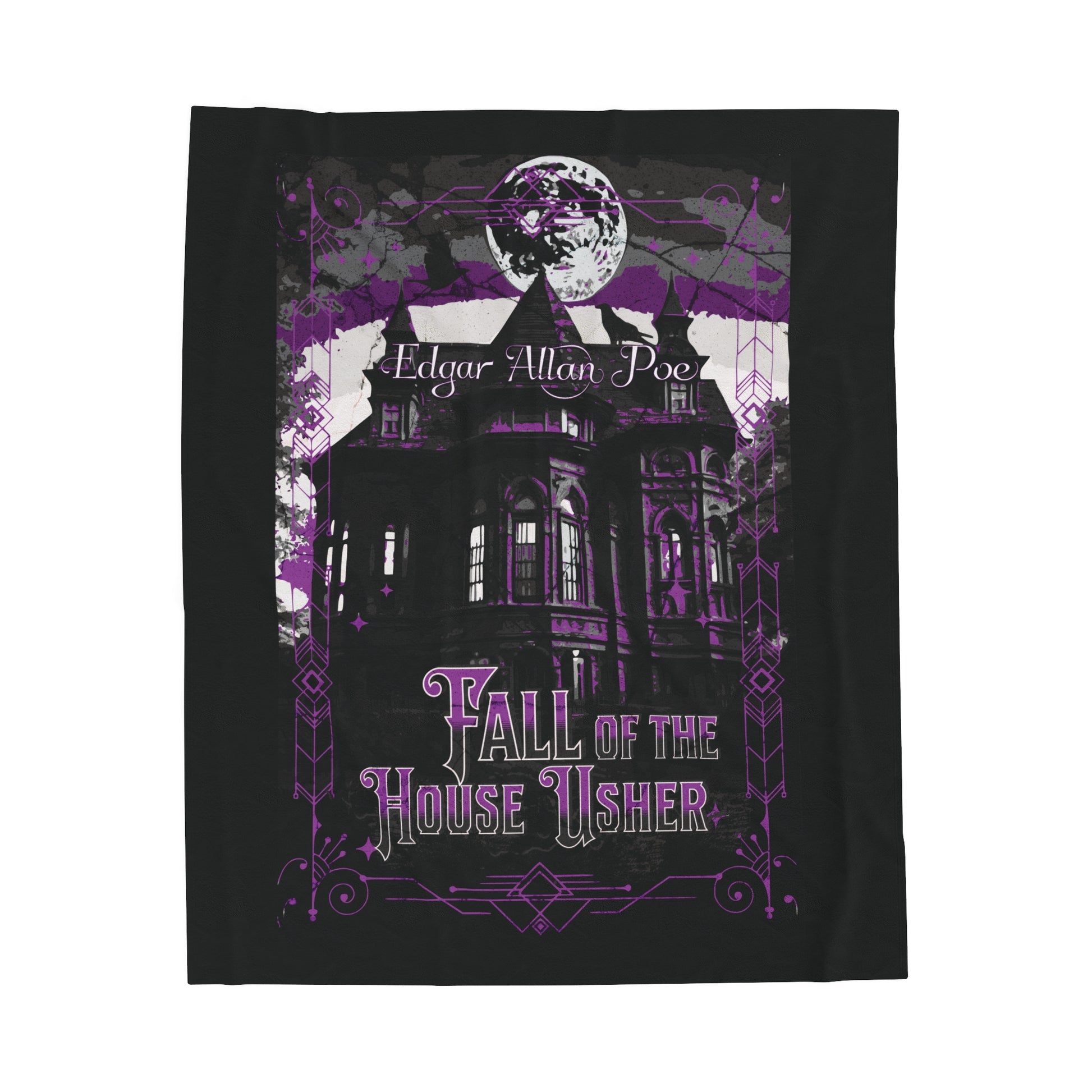 Edgar Allan Poe, The Fall Of The House Of Usher Throw Blanket, Book Lover Reading Blanket, Gothic Dark Academia, Horror Movie Watching Plush All Over Prints Printify 50" × 60"  