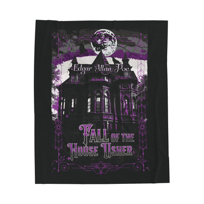 Edgar Allan Poe, The Fall Of The House Of Usher Throw Blanket, Book Lover Reading Blanket, Gothic Dark Academia, Horror Movie Watching Plush All Over Prints Printify 50" × 60"  