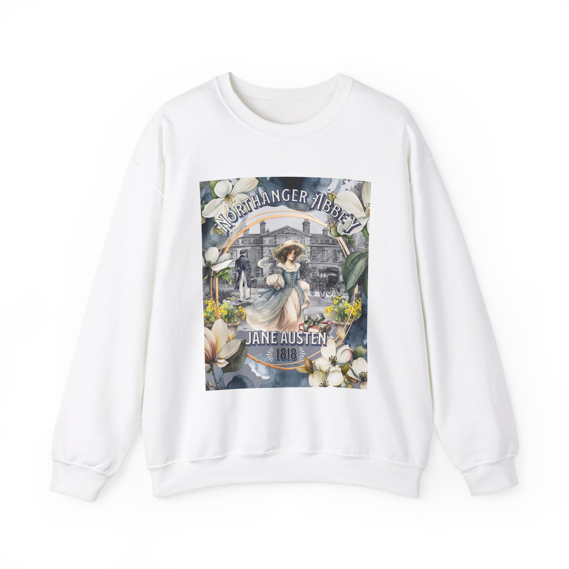 Jane Austen Sweatshirt, Northanger Abbey Historical Romance Sweater, Bookish Literary Jane Austen Fan Art Gift, Gift for Her, Bookclub Shirt Sweatshirt Printify S White 