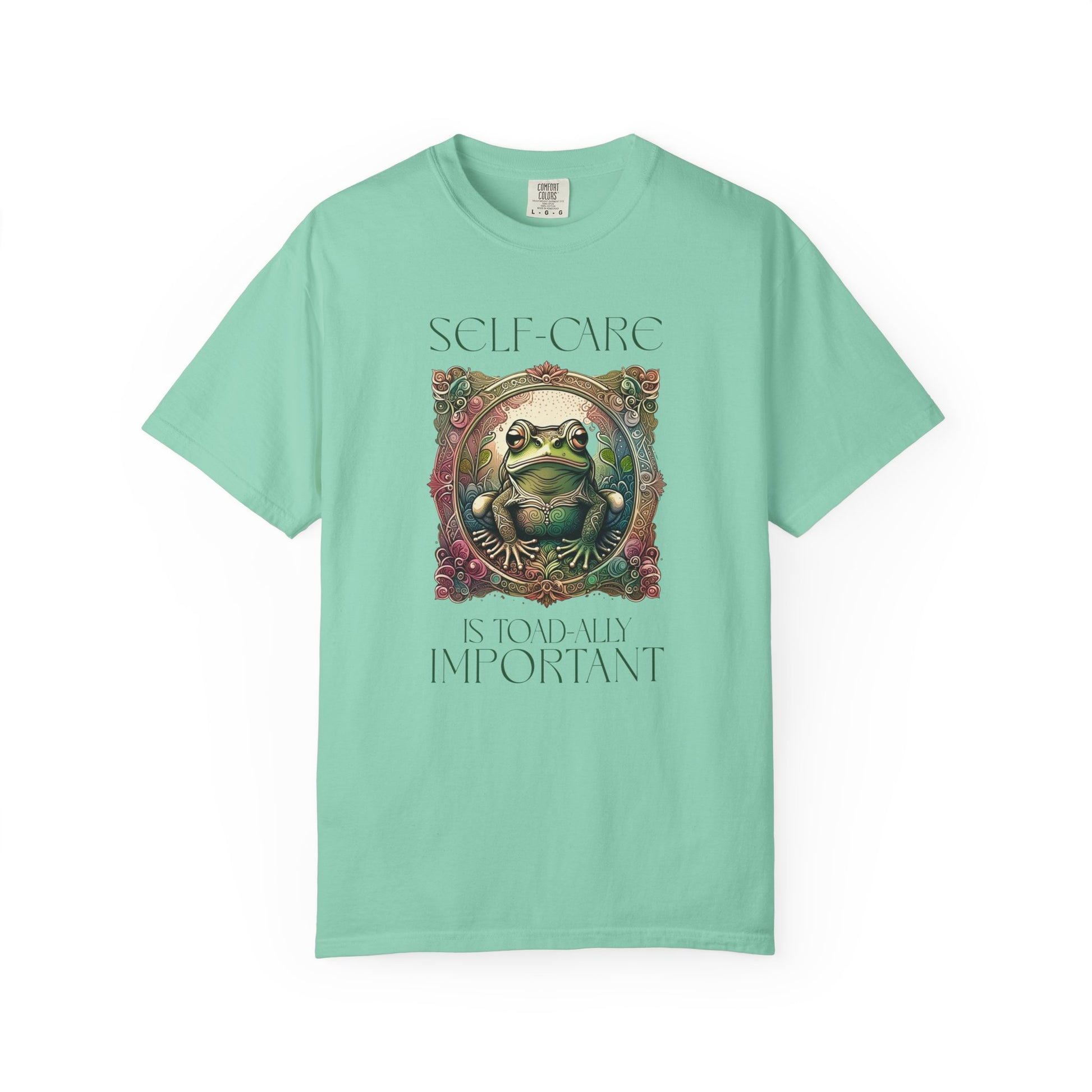 Green Yoga Frog Self-Care Is Toad-ally Important Unisex T-Shirt, Casual Wear, Highlander Fan Gift, T-Shirt Printify Island Reef S