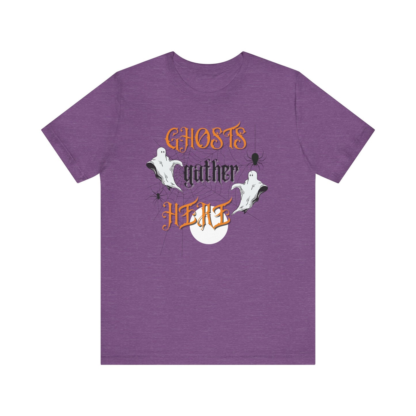 Halloween Ghosts and Spiders & TShirt, Spooky Season Tee,  Trick or Treating Shirt, Halloween Party T-Shirt, Creepy Autumn Style T Shirt T-Shirt Printify Heather Team Purple XS 