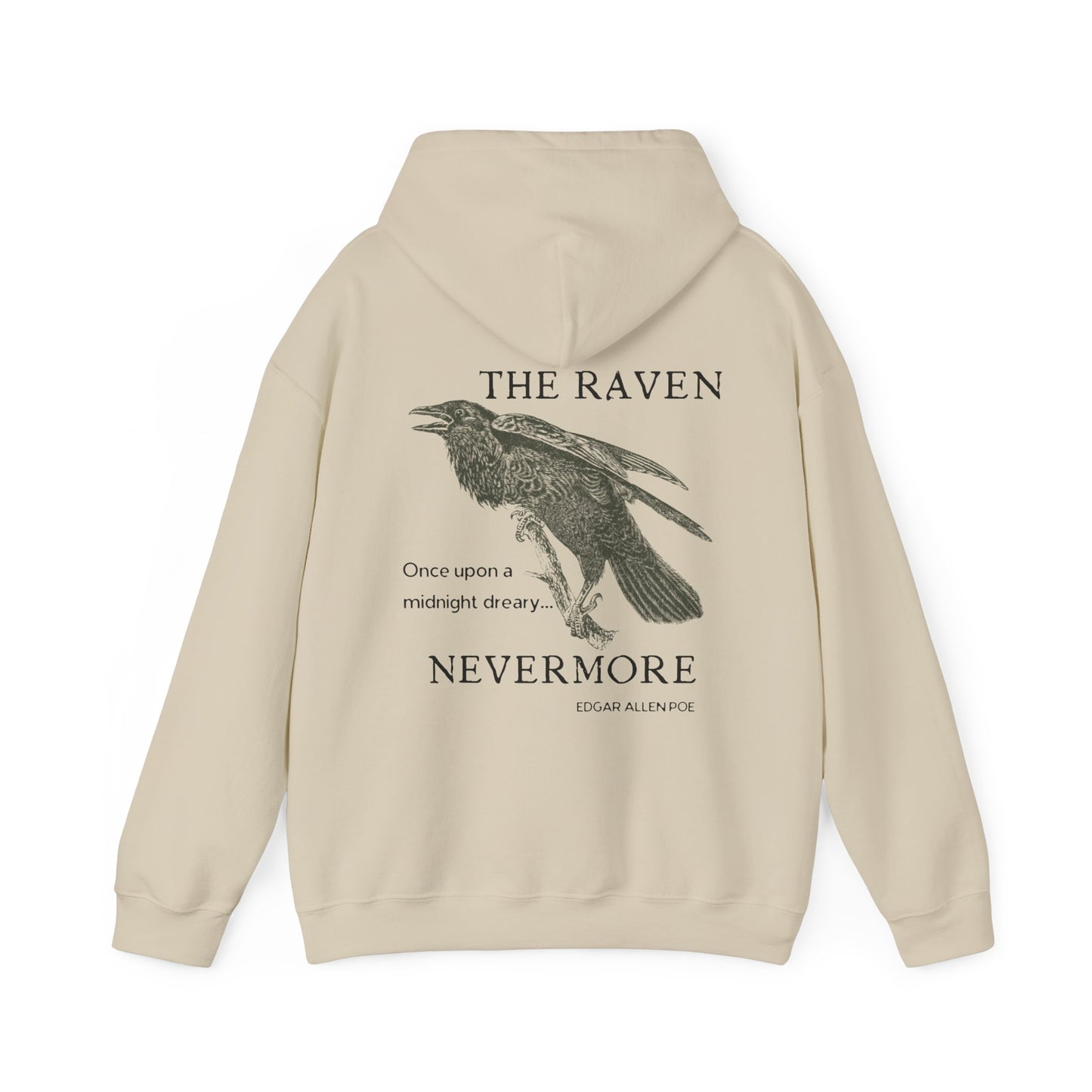 Halloween Vintage The Raven Hoodie, Spooky Season Sweater, Trick or Treating Shirt, Halloween Party Top, Edgar Allen Poe, Nevermore, Gothic Hoodie Printify   