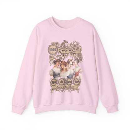 Little Women Sweatshirt, Louisa May Alcott Historical Romance Sweater, Bookish Literary Fan Art Gift, Gift for Her, Bookclub Crewneck Shirt Sweatshirt Printify S Light Pink 