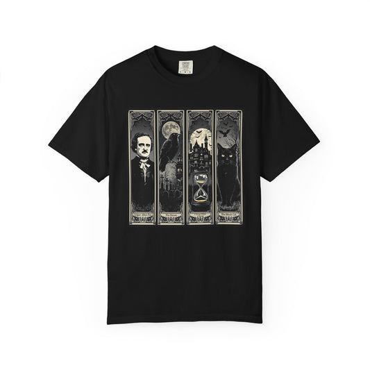 Edgar Allan Poe T-Shirt Gothic Graphic Tee The Raven Nevermore Quote Horror Literature Shirt Dark Academia Aesthetic Halloween Party Gift T-Shirt Printify Black S