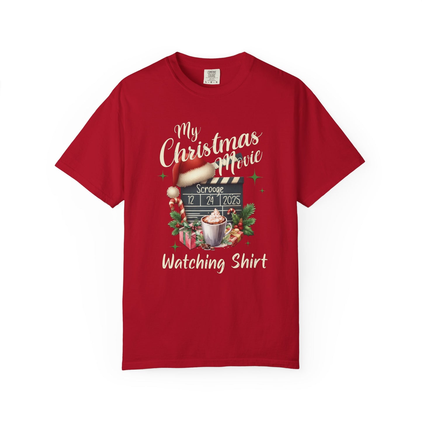Custom Christmas Movie Watching Shirt, Holiday Movie Sweatshirt, Funny Gift For Her, Festive Shirts, Family Group Shirts, Xmas Keepsake Gift T-Shirt Printify Red S