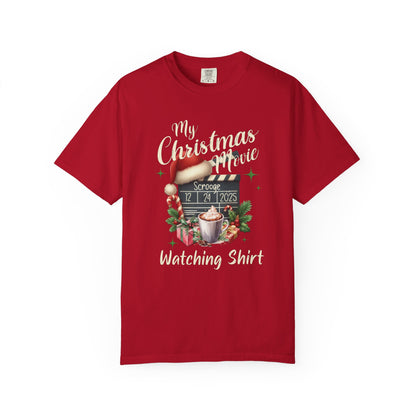 Custom Christmas Movie Watching Shirt, Holiday Movie Sweatshirt, Funny Gift For Her, Festive Shirts, Family Group Shirts, Xmas Keepsake Gift T-Shirt Printify Red S