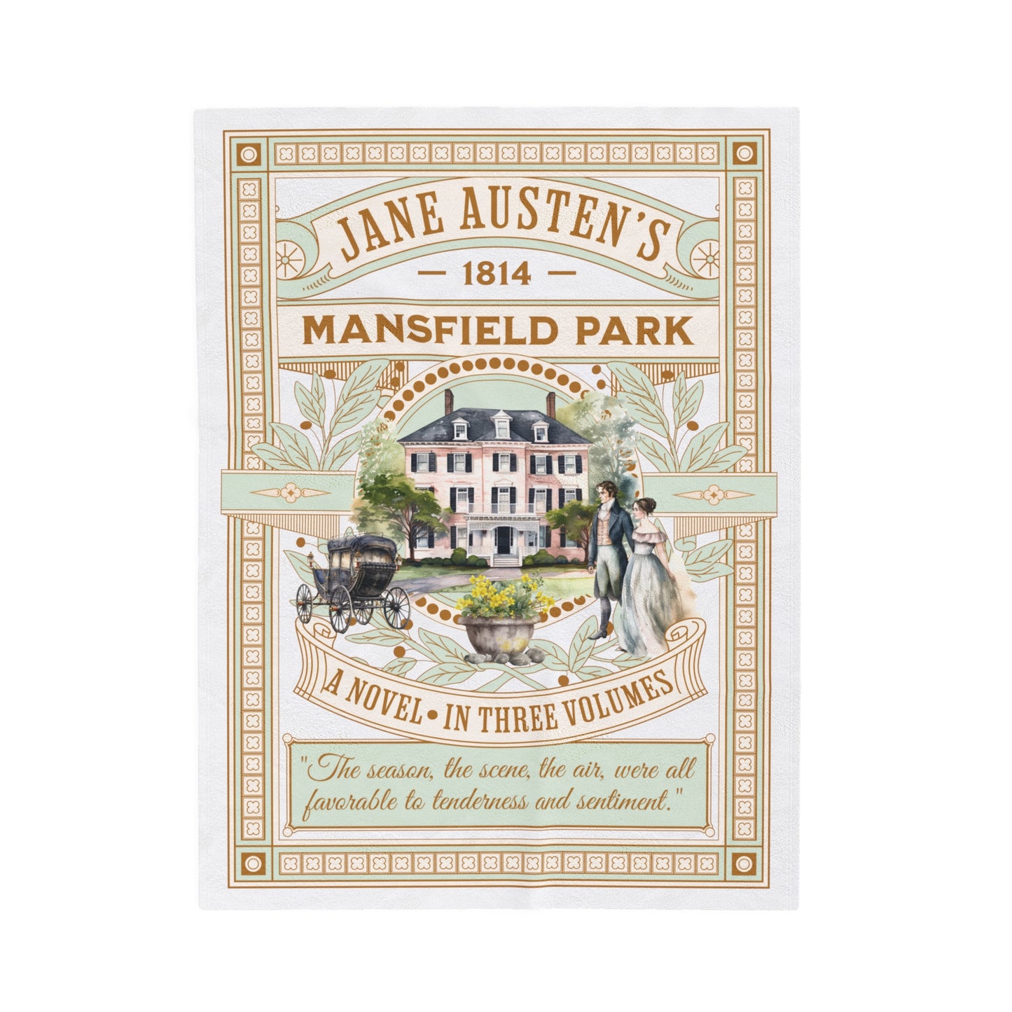 Jane Austen Plush Throw Blanket, Mansfield Park Historical Romance Gift, Bookish Literary Jane Austen Fan Art Gift, Gift for Her, Bookclub All Over Prints Printify 30" × 40"  