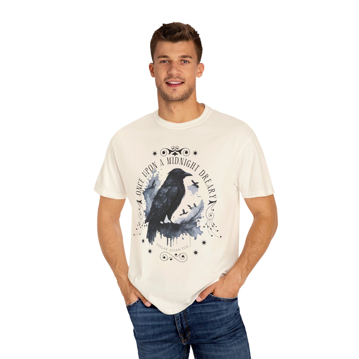 Edgar Allan Poe Shirt, The Raven Nevermore Poet, Poetry Lover Tee, Book, Reading Lover Shirt, Gothic, Light Academia Gifts, Comfort Colours T-Shirt Printify   