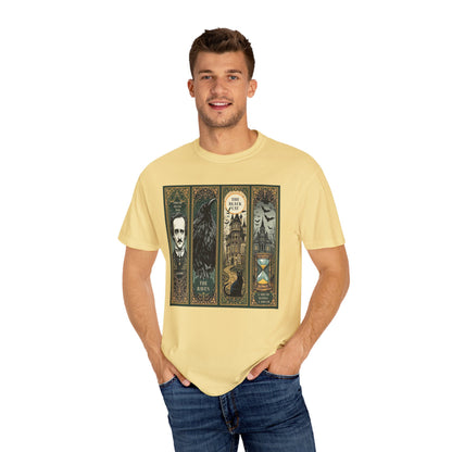 Edgar Allan Poe T-Shirt Gothic Graphic Tee The Raven Nevermore Quote Horror Literature Shirt Dark Academia Aesthetic Halloween Party Gift