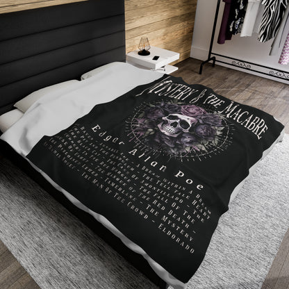 Edgar Allan Poe, Mystery & The Macbre Throw Blanket, Book Lover Reading Blanket, Gothic, Light, Dark Academia, Horror Movie Watching Blanket All Over Prints Printify   