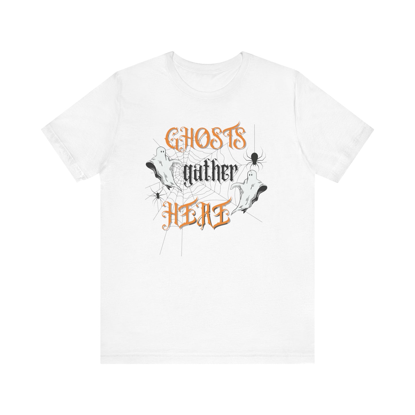 Halloween Ghosts and Spiders & TShirt, Spooky Season Tee,  Trick or Treating Shirt, Halloween Party T-Shirt, Creepy Autumn Style T Shirt T-Shirt Printify White XS 