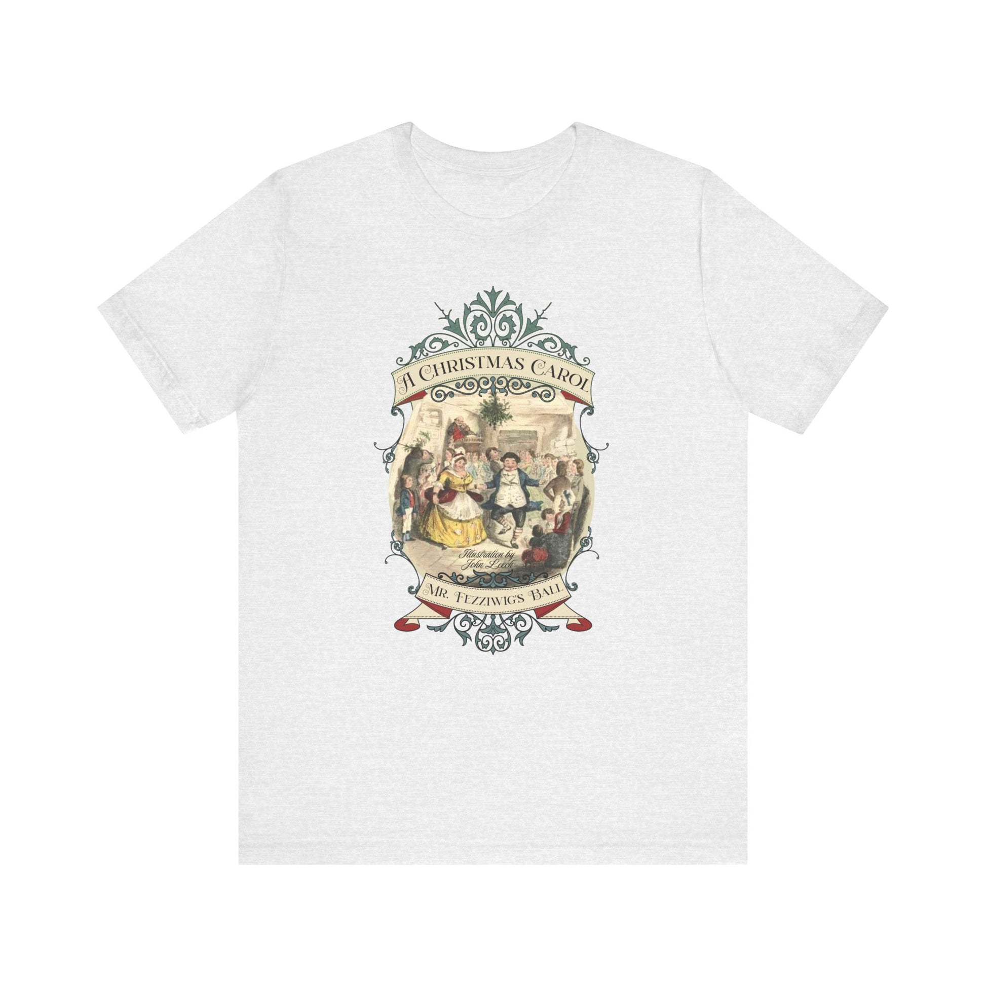 A Christmas Carol TShirt, Vintage Charles Dickens Victorian, Scrooge Fezziwig's Ball, Holiday Tradition X-Mas Movie T-shirt Bookish Christmas T-Shirt Printify Ash XS 