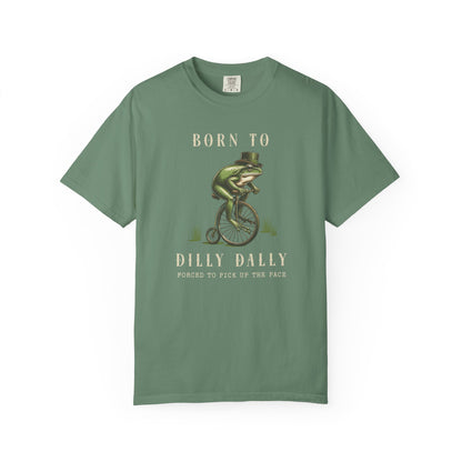 Dilly Dally Frog T-Shirt Retro Vibes Froggy Meme Shirt Vintage Frog And Toad Aesthetic Frog Lover Gift For Her Birthday Viral Trendy Shirt T-Shirt Printify Light Green S