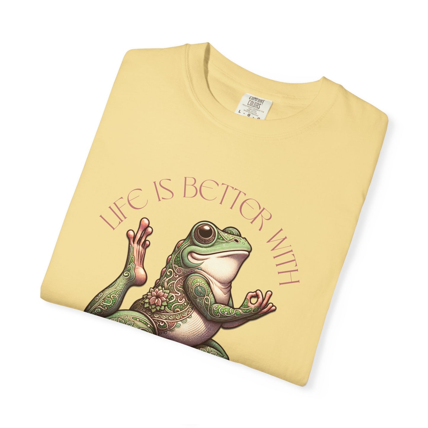 Pink Yoga Frog Life Is Better With Yoga Unisex T-Shirt, Casual Wear, Highlander Fan Gift, T-Shirt Printify