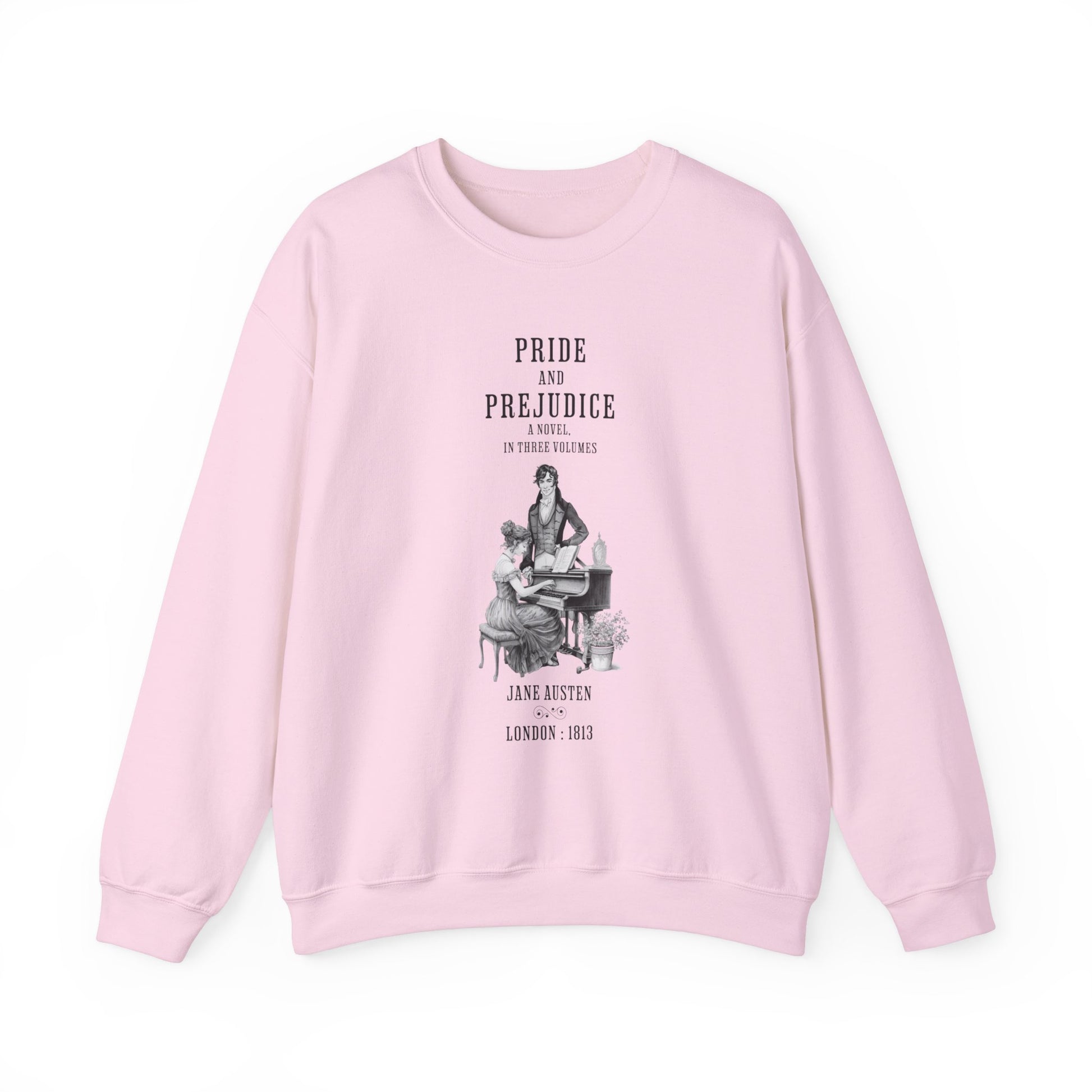 Jane Austen Sweatshirt, Pride & Prejudice Historical Romance Sweater, Bookish Literary Jane Austen Fan Art Gift for Her, Bookclub Shirt Sweatshirt Printify S Light Pink 