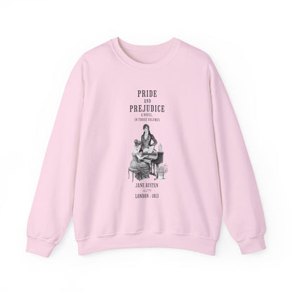 Jane Austen Sweatshirt, Pride & Prejudice Historical Romance Sweater, Bookish Literary Jane Austen Fan Art Gift for Her, Bookclub Shirt Sweatshirt Printify S Light Pink 