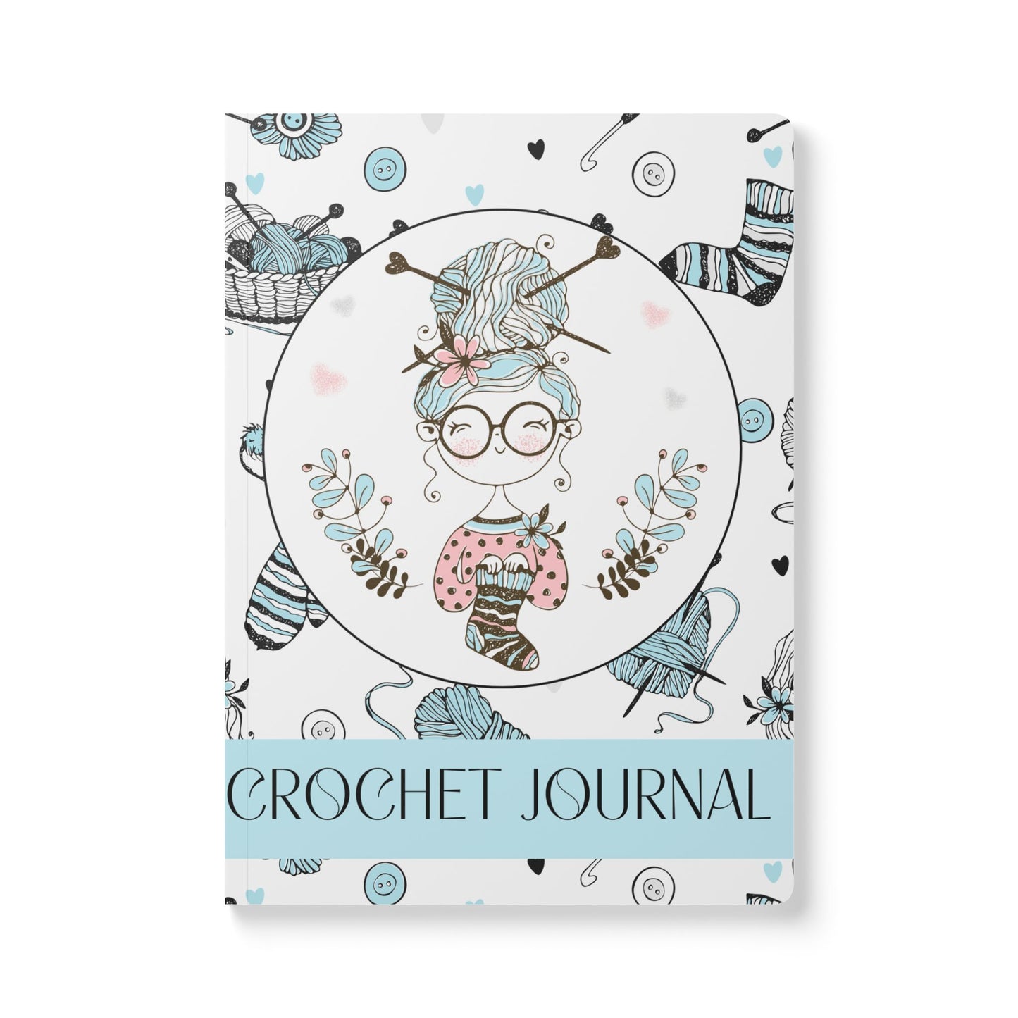 Custom Crochet Project Planner Crochet Tracker Crochet Journal Organize Hooks Yarn And Supplies Crochet Gift For Mom Birthday Crafter Gift Paper products Printify 200 pages (100 sheets) Ruled line 5.75" x 8"