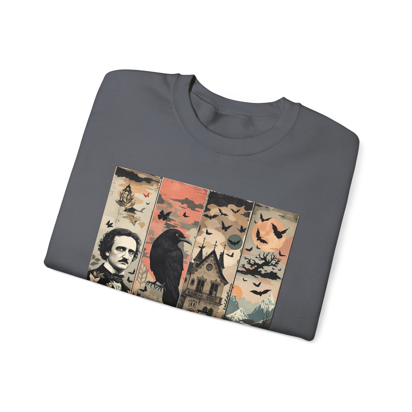 Edgar Allan Poe Sweatshirt The Raven Nevermore Gothic Horror Sweater Dark Academia Macabre Halloween Gift for Book Lovers Birthday Christmas