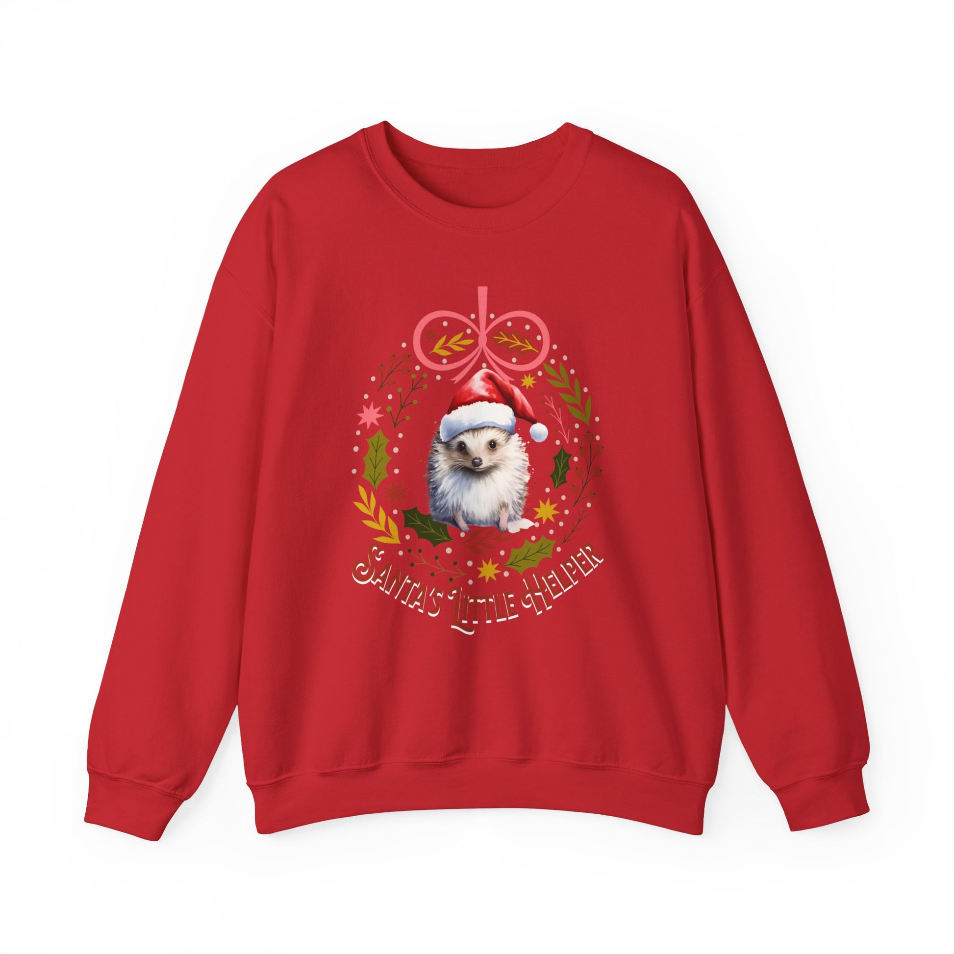 HedgeHog Christmas Sweatshirt, Cute Santa's Little Helper Sweater, Hedgehog Lover Merry Christmas Shirt, Country Christmas Animal Lover Gift Sweatshirt Printify S Red 