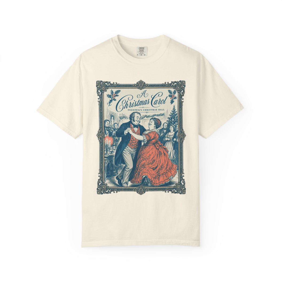 A Christmas Carol T-Shirt Vintage Victorian Fezziwigs Ball, Charles Dickens Literary Design