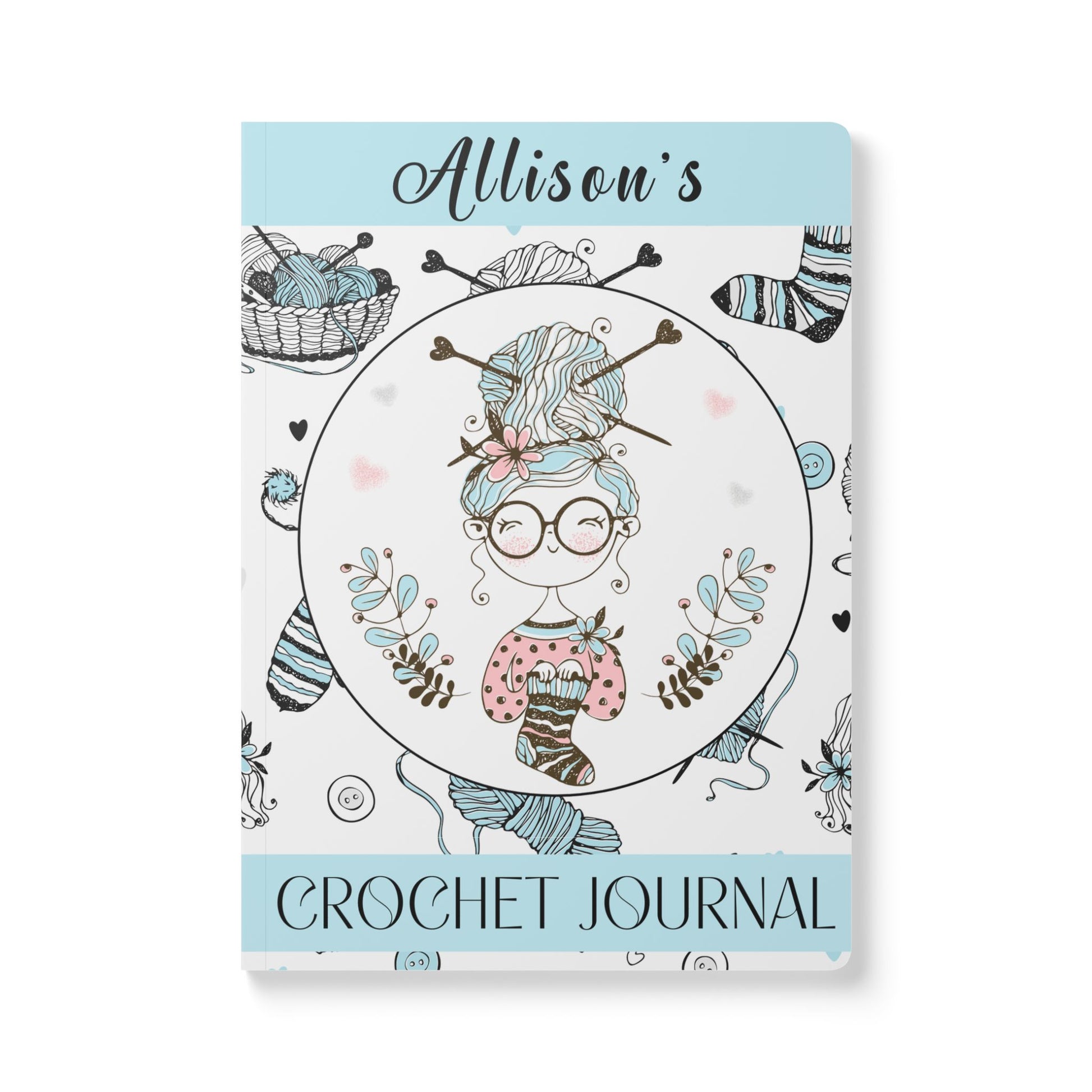 Custom Crochet Project Planner Crochet Tracker Crochet Journal Organize Hooks Yarn And Supplies Crochet Gift For Mom Birthday Crafter Gift Paper products Printify 100 pages (50 sheets) Ruled line 5.75" x 8"