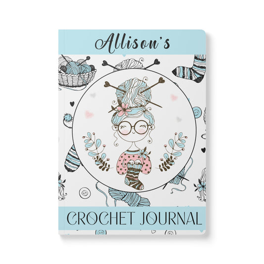 Custom Crochet Project Planner Crochet Tracker Crochet Journal Organize Hooks Yarn And Supplies Crochet Gift For Mom Birthday Crafter Gift Paper products Printify 100 pages (50 sheets) Ruled line 5.75" x 8"