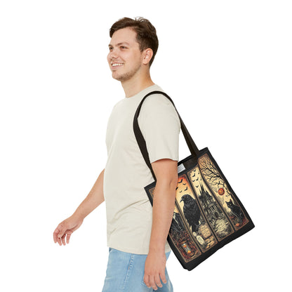 Edgar Allan Poe Tote Bag Gothic Literary Gift for Book Lover Dark Academia Macabre Accessory Halloween Tote Fall School Bag for Poetember Bags Printify