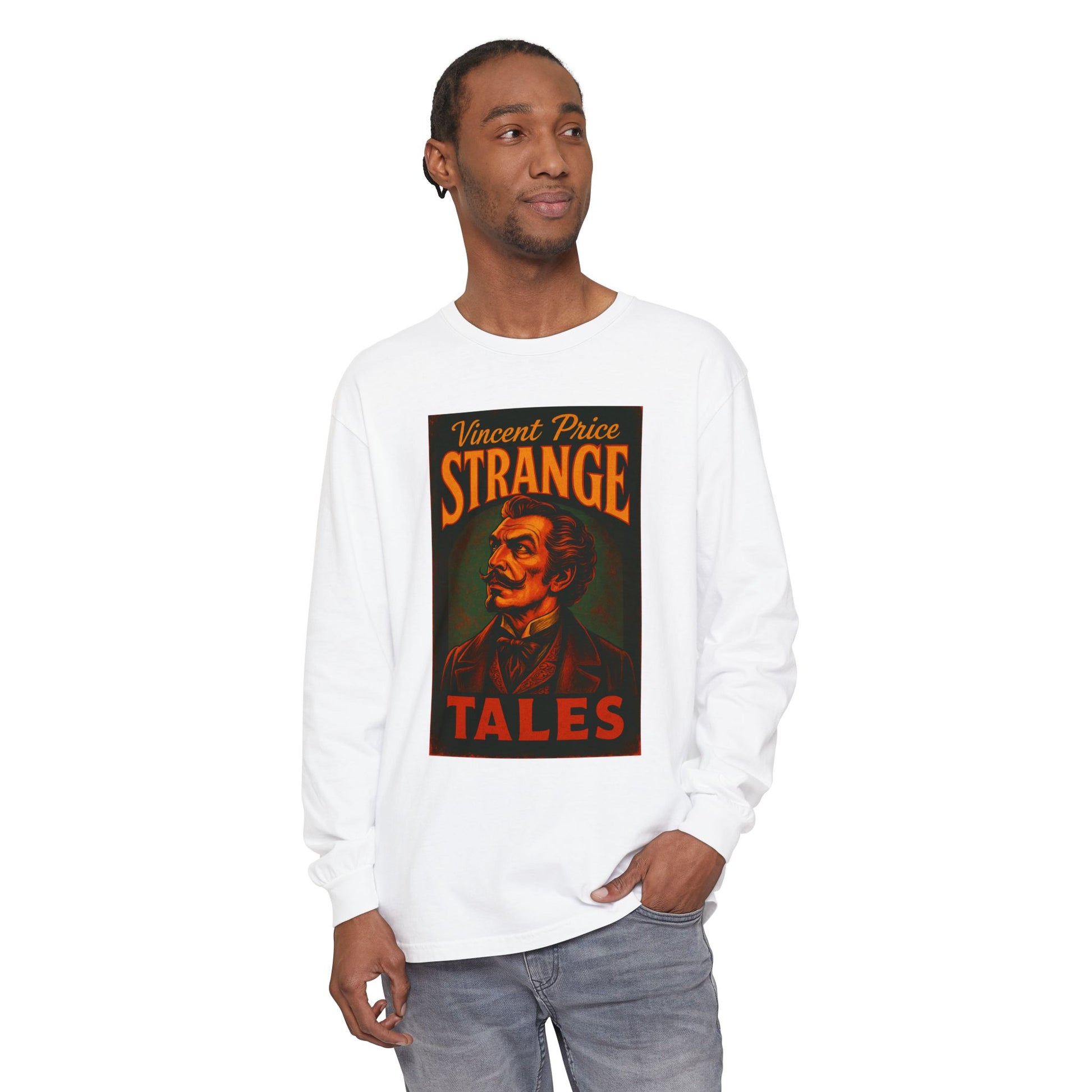 Vincent Price Strange Tales Long Sleeve T-Shirt, Vintage Horror Tee, Gothic Apparel, Halloween Costume, Retro Graphic Shirt Long-sleeve Printify