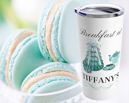 Breakfast at Tiffany's T & Co 20oz Tumbler, Classic Audrey Crew, Girls Brunching Weekend, Holly Golightly Fan Gift For Mom, Book Club Gift Mug Printify   