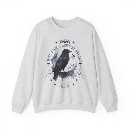 Edgar Allan Poe, The Raven Sweatshirt, Poet, Poetry Lover Sweater, Book Lover, Haunting Gothic Gift, Light, Dark Academia, Horror Movie Top Sweatshirt Printify S Ash 