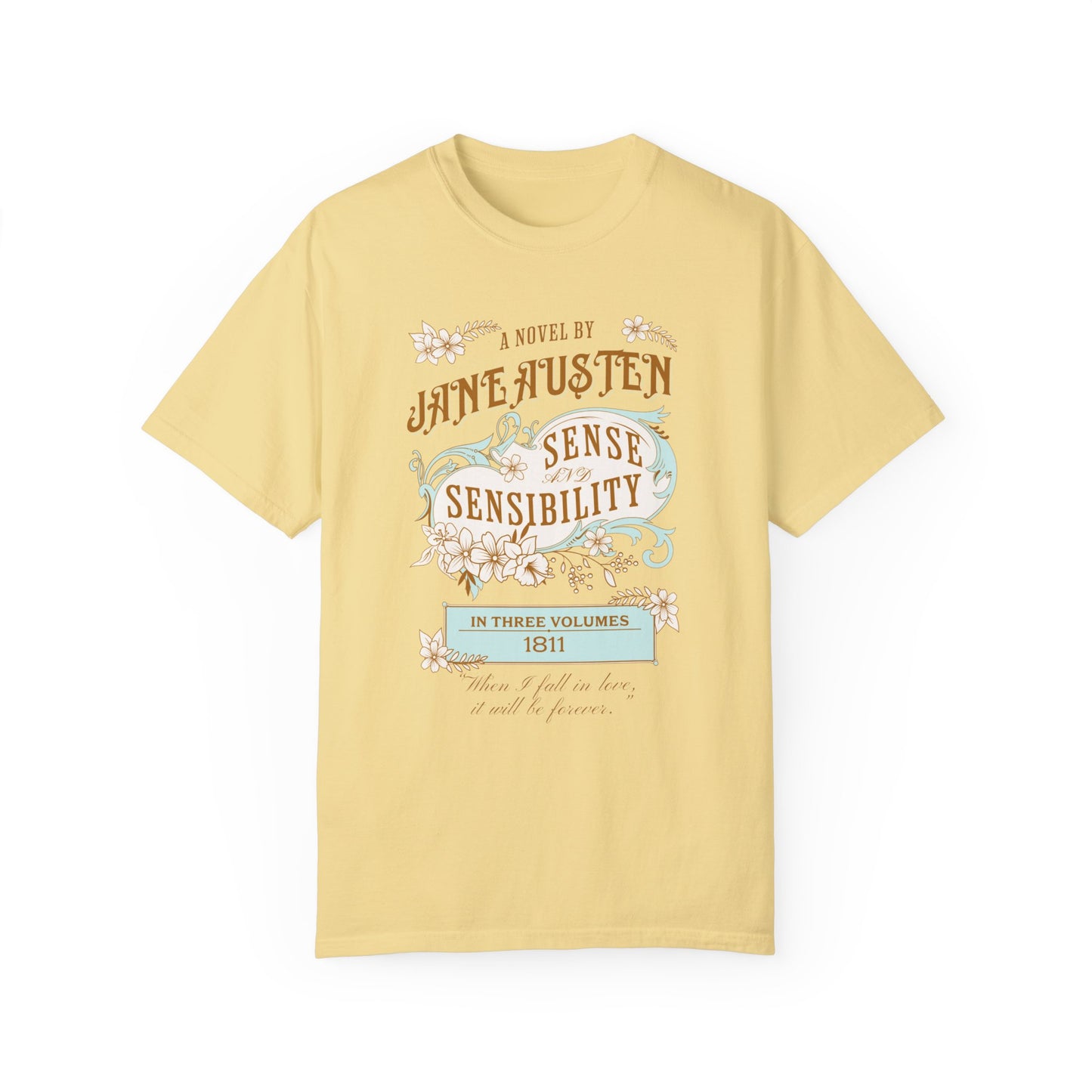 Jane Austen T-Shirt, Sense & Sensibility Historical Romance Comfort Colors Tee, Bookish Literary Jane Austen Fan Art Gift for Her, Readers, T-Shirt Printify Butter S 