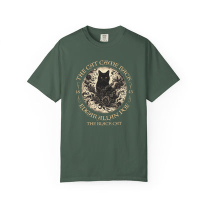 Gothic Cat TShirt Edgar Allan Poe The Black Cat Dark Academia Cottagecore Aesthetic Book Lover Gift Haunting Apparel Halloween Fall Tee T-Shirt Printify Blue Spruce S