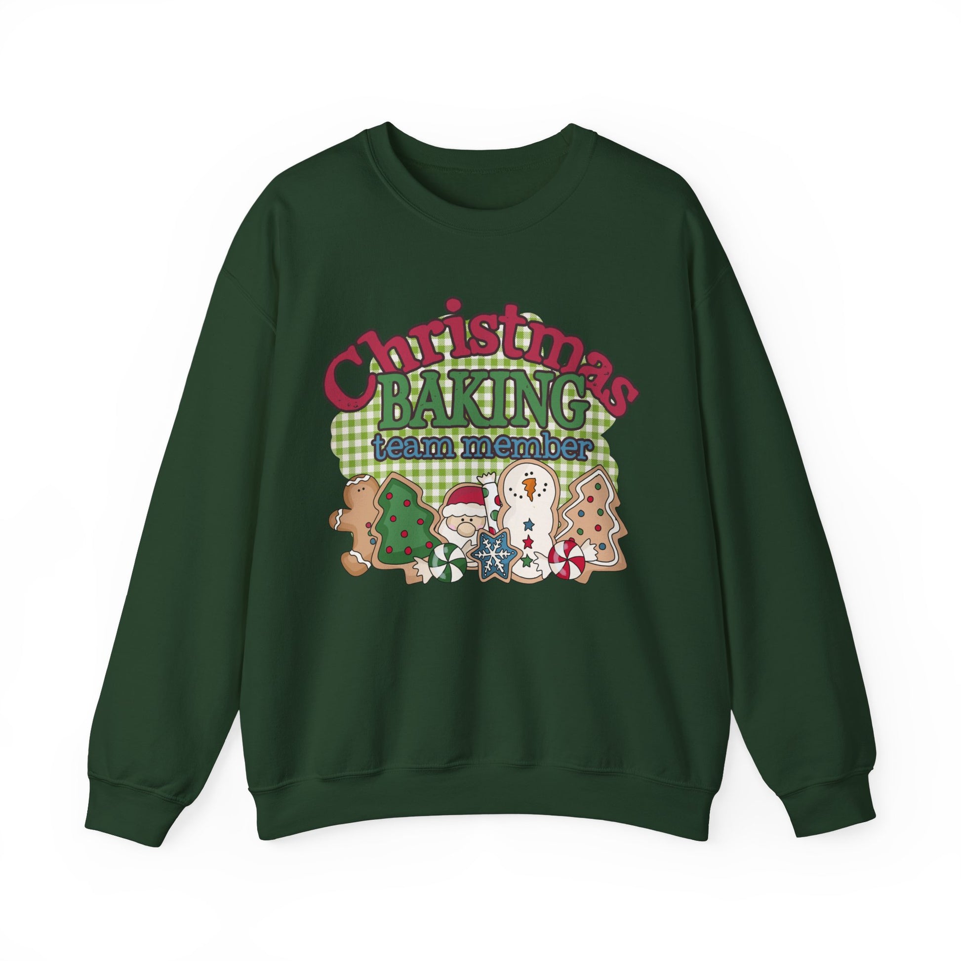 Christmas Baking Team Sweatshirt, Christmas Baking Crew Matching Sweater, Christmas Baking Women's Christmas Shirts, Christmas Cookie Crew Sweatshirt Printify S Forest Green 