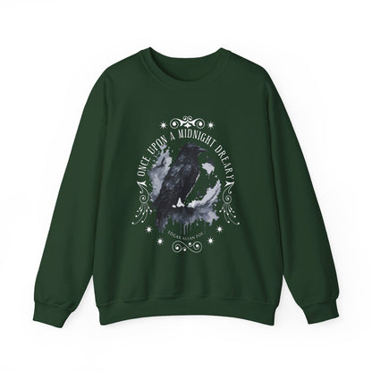 Edgar Allan Poe, The Raven Sweatshirt, Poet, Poetry Lover Sweater, Book Lover, Haunting Gothic Gift, Light, Dark Academia, Horror Movie Top Sweatshirt Printify S Forest Green 