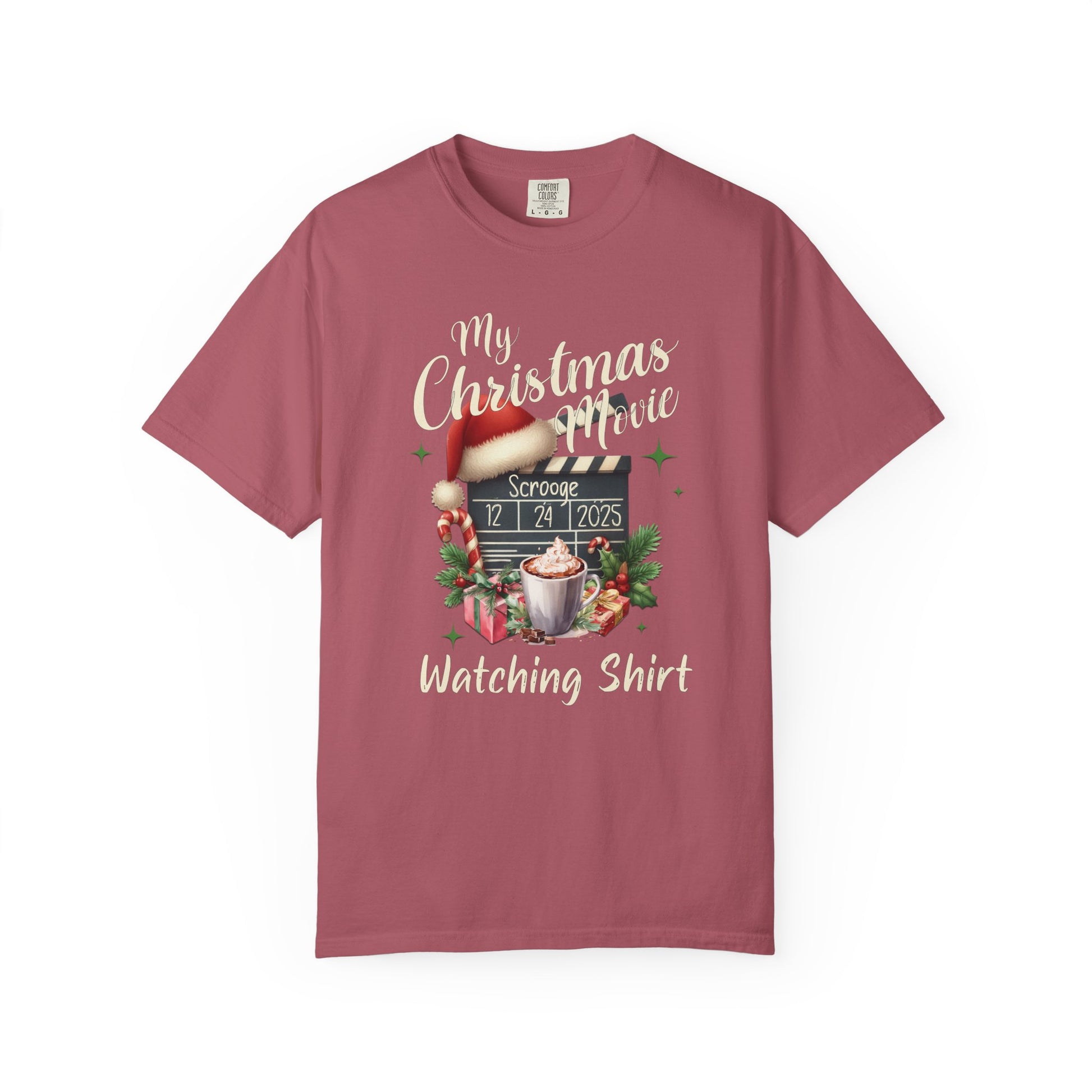 Custom Christmas Movie Watching Shirt, Holiday Movie Sweatshirt, Funny Gift For Her, Festive Shirts, Family Group Shirts, Xmas Keepsake Gift T-Shirt Printify Crimson S
