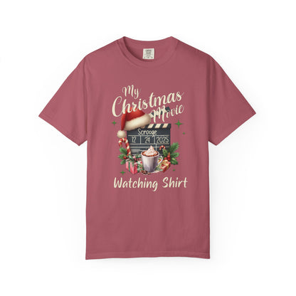 Custom Christmas Movie Watching Shirt, Holiday Movie Sweatshirt, Funny Gift For Her, Festive Shirts, Family Group Shirts, Xmas Keepsake Gift T-Shirt Printify Crimson S