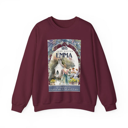 Jane Austen Sweatshirt, Emma Historical Romance Sweater, Bookish Literary Jane Austen Fan Art Gift, Gift for Her, Bookclub Shirt Sweatshirt Printify S Maroon 