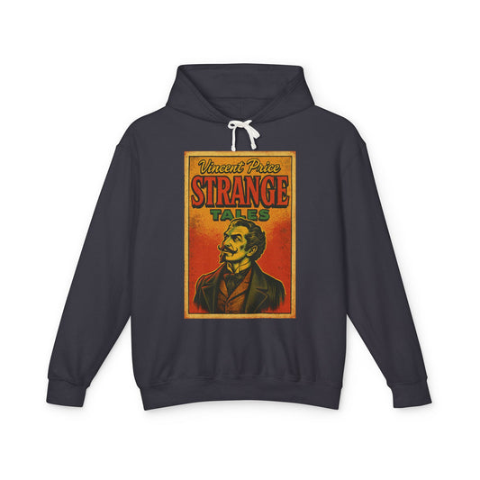Vincent Price Vintage Strange Tales Hoodie, Unisex Lightweight Sweatshirt, Retro Graphic Outerwear, Gift for Readers, Fall Fashion Hoodie Printify S Black