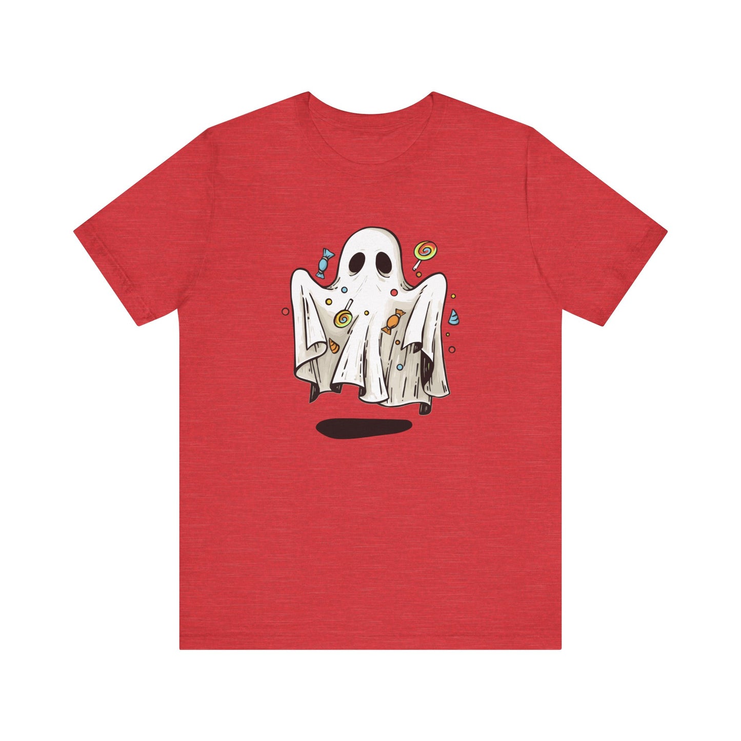 Cute Halloween Ghost Floating, Covered in Candy TShirt, Trick or Treat Shirt, Spooky Ghost Season Tee, Fun Halloween Party, Festival T-Shirt T-Shirt Printify   