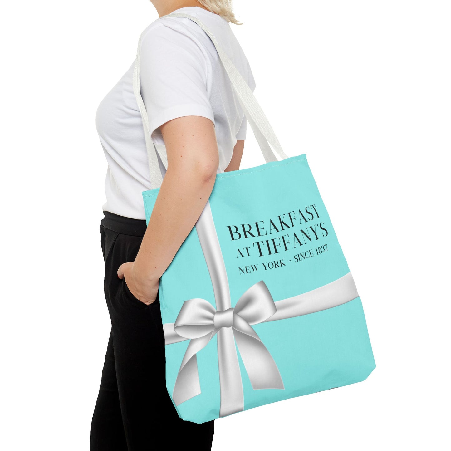 Personalized Breakfast At Tiffany's Tote Bag Retro Audrey Hepburn Theme Gift For Bridal Shower Party Favor Birthday Gift Bride Tote Bags Bags Printify   