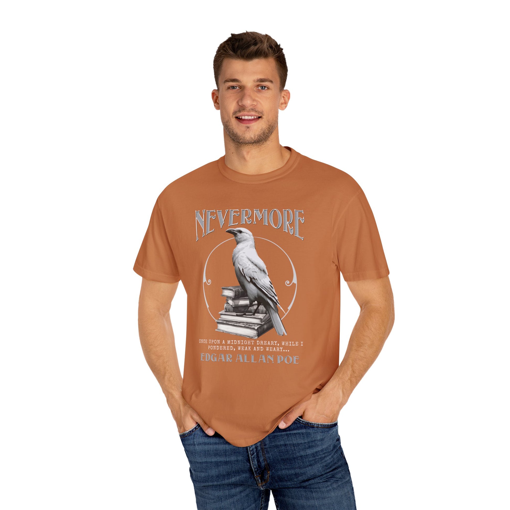 Edgar Allan Poe The White Raven Unisex Garment-Dyed T-shirt T-Shirt Printify   