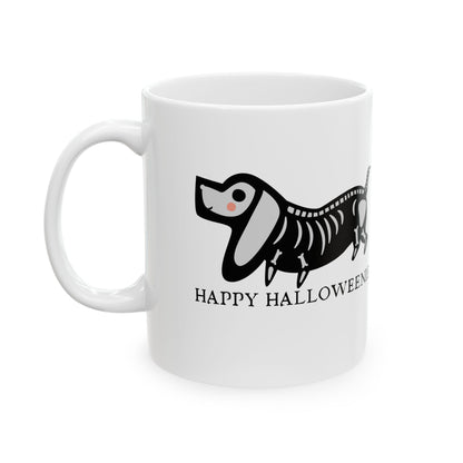 Funny Halloween Dachshund Skeleton Coffee Mug, Dog Lover Gift, Fall Autumn Gift, Spooky Season Halloween Lover Mug, Gift for Mom, Friend Mug Printify   