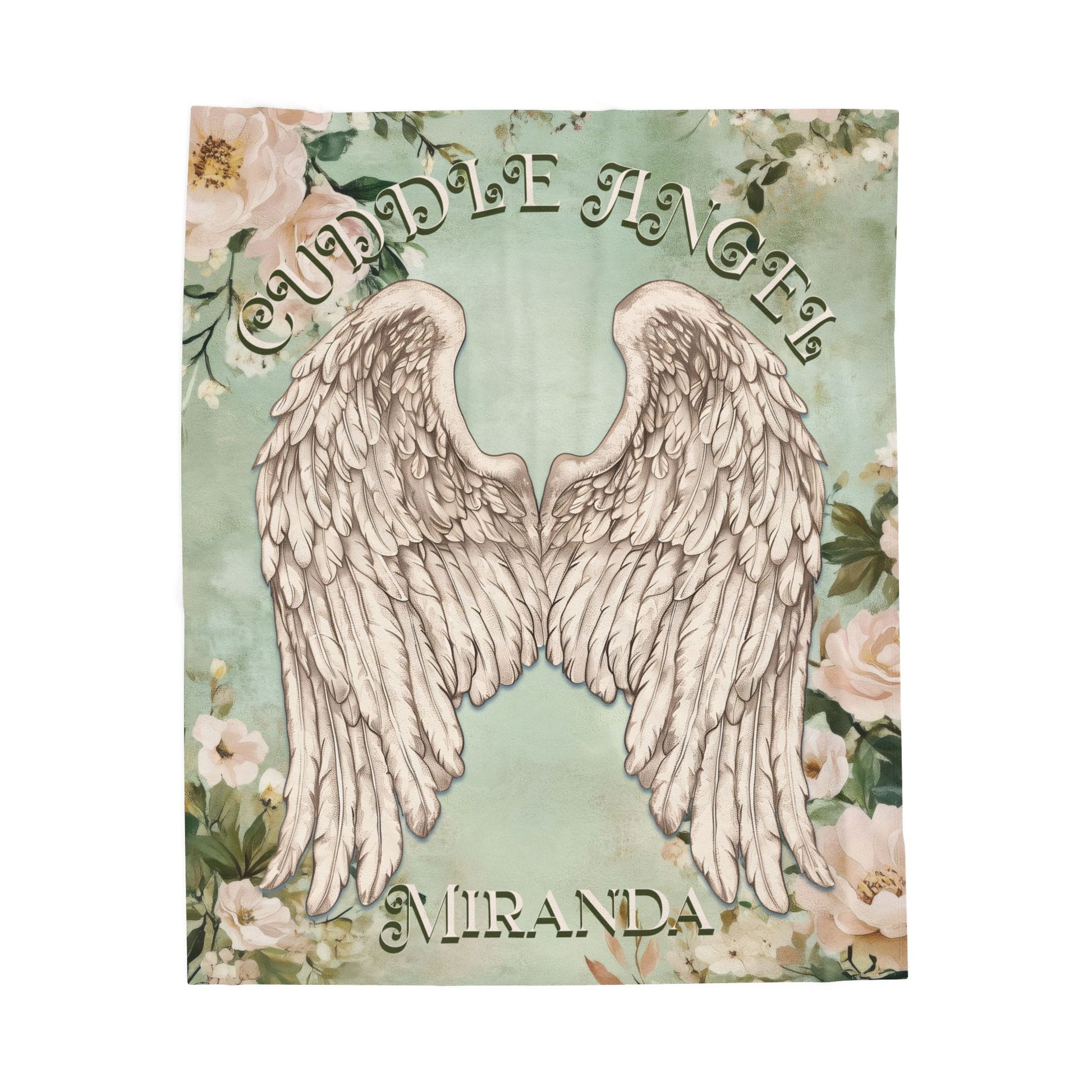 Custom Angel Wings Cuddle Plush Blanket Cozy Throw for Spiritual Gift for Birthday Christmas Gift for Mom or Best Girl Friends Angelic Love All Over Prints Printify 50" × 60"